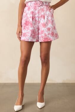 Prosperina Colleen Pink Toile Cotton Classic Shorts Preppy Women Medium NWT